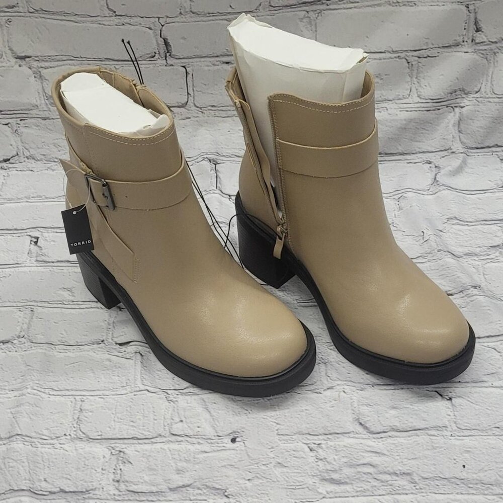 Torrid Tan Ankle Boots – Size 10.5New with Tags | Chunky Heel | Buckle Detail - Picture 2 of 5